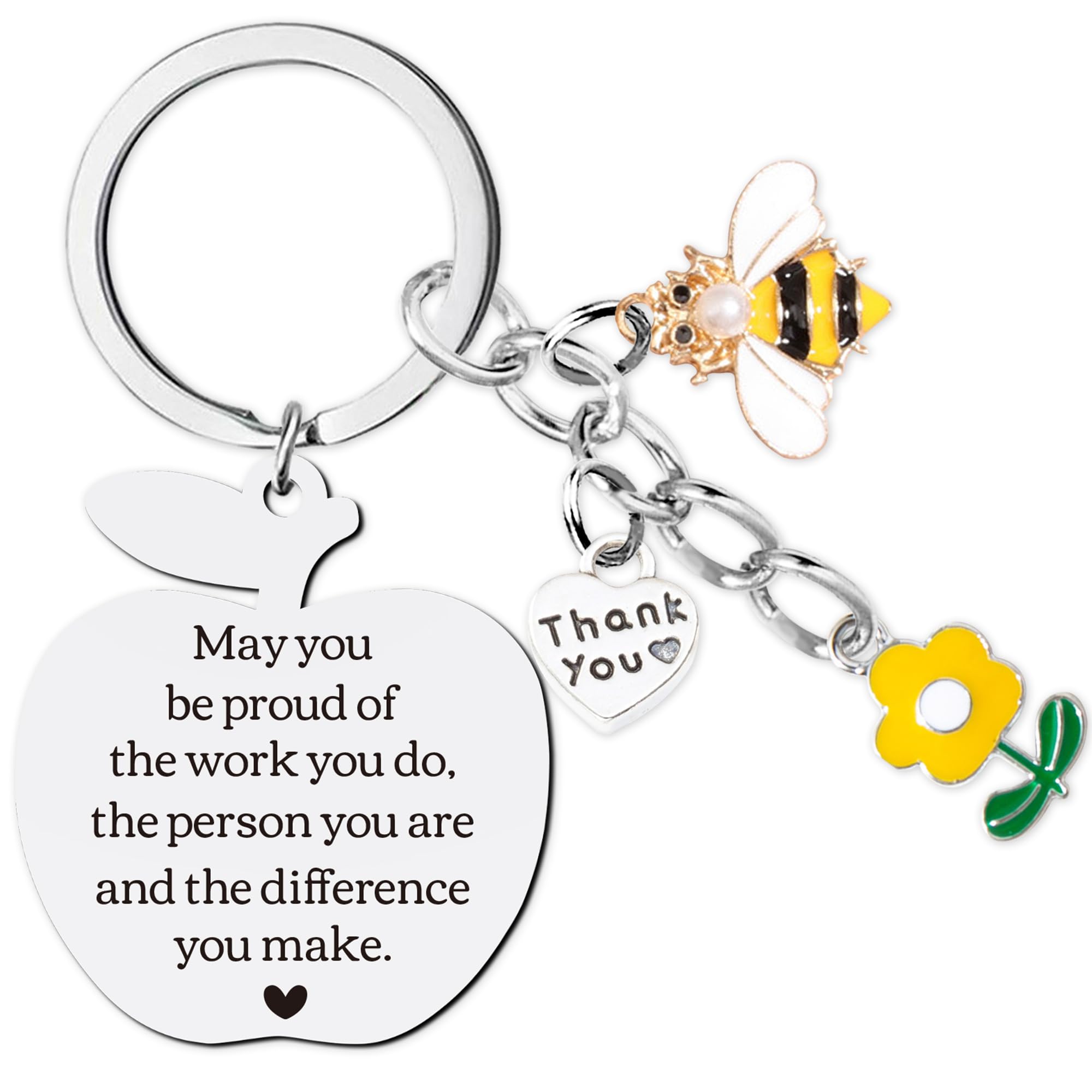 Photo 1 of **pack2**Thank You Teacher Gifts for Women - Appreciation Gift for Teachers Proud Of Keychain, Apple Flower Bee Keychains for Coworkers Retirement Christmas Thanksgiving Present