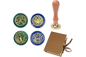 Wax Seal Stamp kit, Zifospy Animal Wax Seal Stamp Set with 4 PCS Removable Brass Heads and 1 Wooden Handle, 4 PCS Wax Seal St