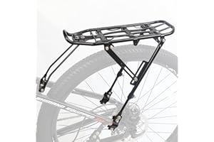 WEEROCK Bike Rear Rack Bicycle Cargo Rack Aluminium Alloy Adjustable Bicycle Carrier Luggage Rack for 24-29 Inch Bicycles, Mountain Bikes, MTB, Black