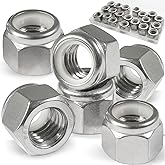 Vifmy 1/2-13 Lock Nut, 20Pcs Stainless Steel Nylock Insert Locking Nut | 1/2 locknut,nylon insert hex nuts 304 SS A2-70, standard sae thread nylock nut vibration resistant for bolts,machinery