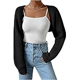 RoseSeek Women's Cropped Cardigan Sweaters Long Sleeve Open Front Bolero Shrugs Casual Knit Tops