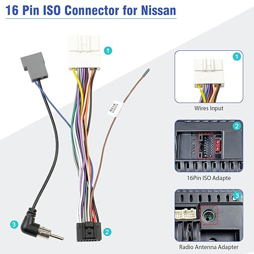 Jayubien Faisceau De Câblage Radio ISO Pour Nissan Stéréo Adaptateur De Fil 1995-2008, Compatible Avec Connecteur Radio Infiniti 1990-2008, Prise Stéréo De Voiture 10 Broches 6 Broches