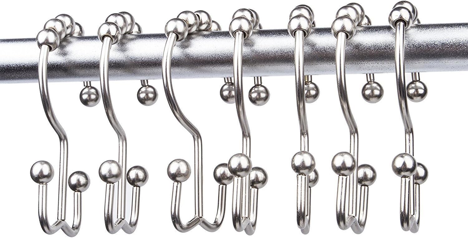 ronmence Metal Double Glide Shower Ring, Polished Chrome, Stainless Steel