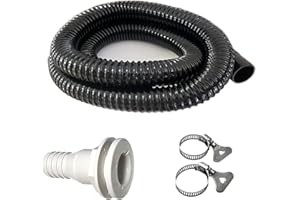 CAMNWAMN 3/4 Inch Dia Bilge Pump Hose, Bilge Pump Kit, 6.5 ft Hose, Premium Quality Kinkfree Flexible PVC Hose, Package Include Thru Hull Fitting and 2 Stainless Steel Clamps (Black)