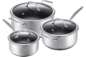 Qooks Quick-Release Stainless Steel Pot Set, 18, 22 and 26 cm Pots with Tempered Glass Lids, Oven and Dishwasher Safe