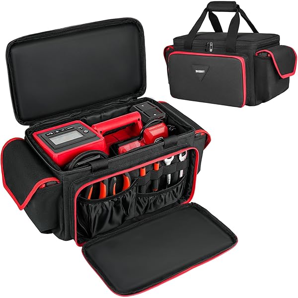 Étui De Rangement Rigide Pour Compresseur D'air Milwaukee M18 2848-20 – Sac De Rangement étanche à La Poussière Et Aux Chocs Pour Outils Milwaukee, Batterie Et Chargeur (noir Et Rouge