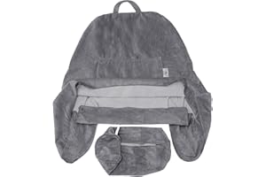 Husband Pillow XXL Cover Only Dark Grey, Cozy Microfiber Bed Rest Pillow Cover with Arms - Array of Colors - Generous Side and Back Pockets for Your Favorite Comfy Reading Pillow