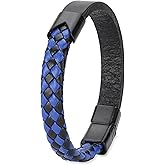 tunarts Handmade Leather Bracelet for Men - Braided bracelet with steel clasp made of first quality genuine leather