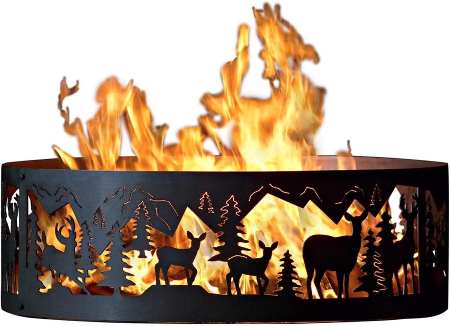 Amazon Com P D Metal Works Outdoor Campfire Fire Ring W Whitetail Deer Design 48 In Dia Garden Outdoor