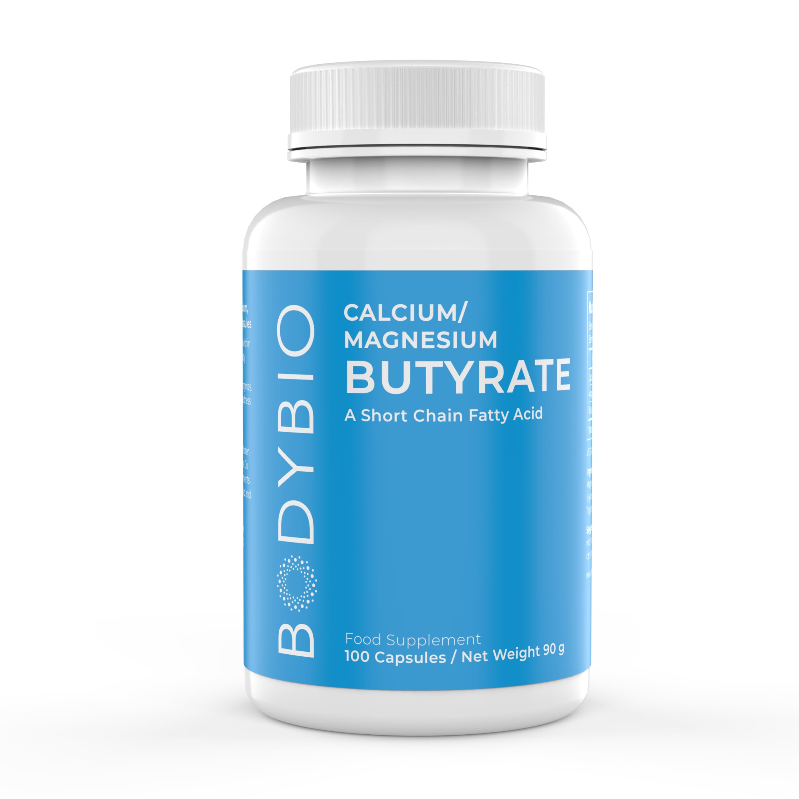 BodyBio Butyrate - Postbiotic for Gut Health, Digestive Support, Bloat, Gas & Constipation Relief, Leaky Gut Repair - Calcium, Magnesium + Butyric Acid Supplement for GI Wellness