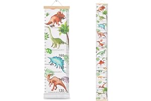 HIFOT Kids Dinosaur Growth Chart Height Measuring Chart, Canvas Wall Hanging Rulers for Baby Children Kids Boys Bedroom Decor