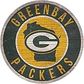 Fan Creations Green Bay Packers Wood Sign 12 Inch Round State Design