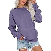 Ovanviso Womens Crewneck Sweatshirts with Pocket Trendy Fashion Pullover Loose Fit Long Sleeve Tops 2026