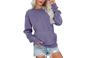 Ovanviso Womens Crewneck Sweatshirts with Pocket Trendy Fashion Pullover Loose Fit Long Sleeve Tops 2026