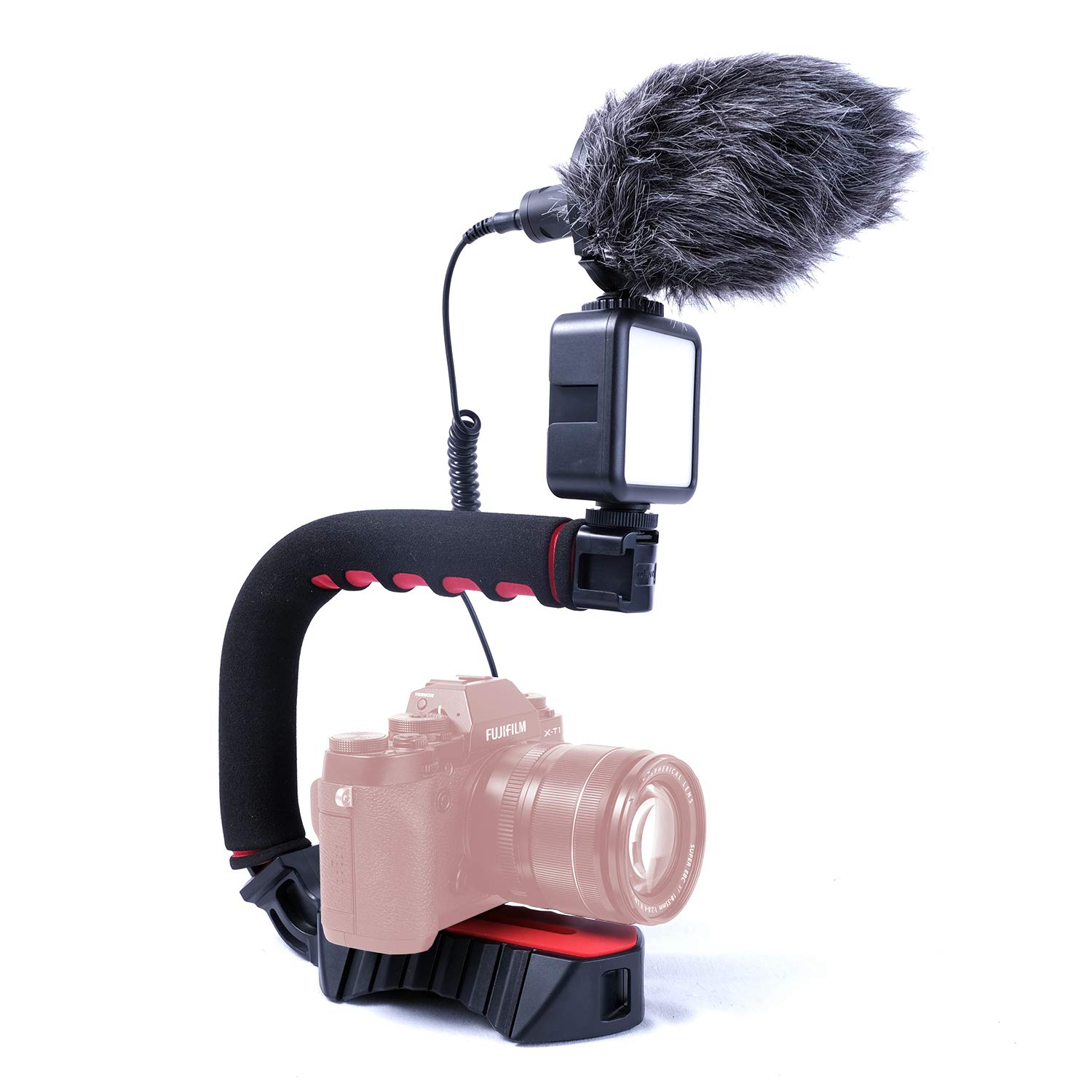 INOV8 Camera Vlogging Kit - with DSLR Camera/Video Handle Rig with Accessory Mounts, 49 LED Video/Photo Light and Shotgun Microphone for Blogging, YouTube, Tik Tok, Travel etc — image 1
