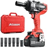 AOBEN 1100N.m Cordless Impact Wrench, 1/2" High Torque Impact Gun, 3-Speed 2500RPM Power Impact Driver for Car RV Tire Lug Nuts, Includes 4.0Ah Battery &amp; Fast Charger, 6 Sockets &amp; Carry Case