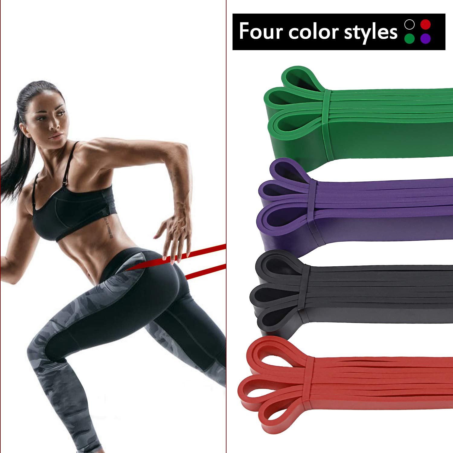 ChampionPlus Pull Up Assist Bands Set of 4 - Heavy Duty Resistance Bands Set Latex Mobility & Powerlifting Exercise Bands Perfect for Body Workout Stretching Training Weightlifting