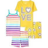 The Children's Place Girls' 100% Cotton Short Sleeve Top and Pants,2 Piece Pajama Set