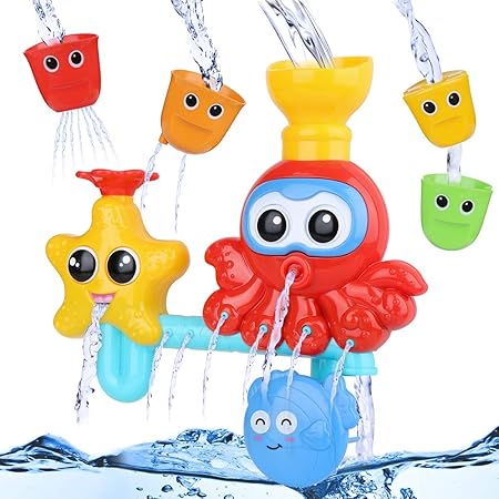 BBLIKE Badespielzeug für Babys, Kinder Wasser Dusche Badewannenspielzeug mit 3 Stackable and Nesting Cups, für Kinder Baby ab