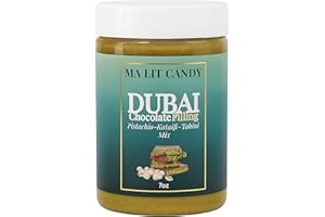 Ma Lit Candy Dubai Kataifi & Pistachio Jar- 7oz - Tiktok Creamy & Crunchy Dubai Chocolate Filling Spread - Great as Dubai Chocolate Bar Filling, Breakfast, Dipping Fruits, Pancakes, Holidays Gift