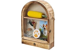 Pet Memorial Shadow Box – Elegant Arch Design with 3 Layers, Sympathy Gift for Pet Loss, Wooden Keepsake Box for Ashes, Photo