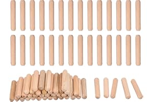 uxcell 90 Pcs Wooden Dowel Pins 5x30mm(0.2x1.18) Fluted Beveled Ends Wood Dowel Pegs Dried Hardwood for Woodworking Furniture
