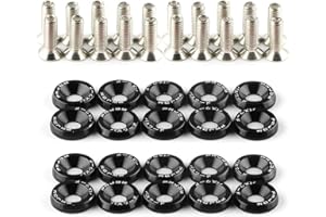 TEMPSNOW 20Pcs/Set Bumper Fender Washers Engine Bay Dress Up Bolts Fasteners M6 JDM Fender Washer Kit-Black