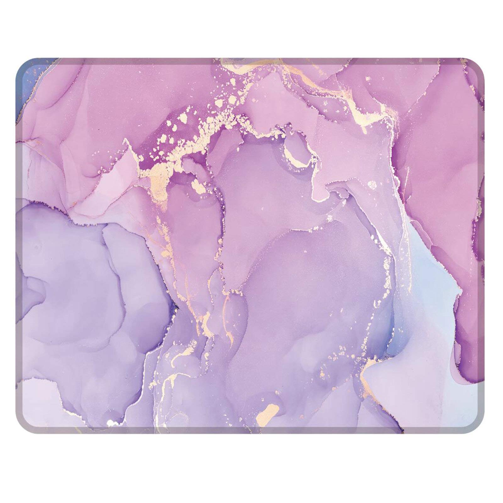 NNAKAPAKA Non-Slip Mouse Pad Rubber Square Mousepad Desktop Notebook Computer Mouse Mat for Working and Playing 260 x 210 mm with Stitched Edge (Marble Romatic Light Purple Square)