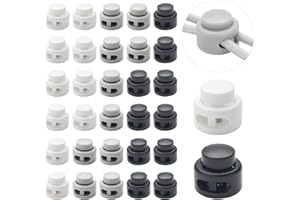 COOWAYZE 30 PCS Heavy Duty Double Hole Cord Locks for Drawstring, Spring Toggle Stoppers for No Tie Shoelaces Paracord Hoodies Pants