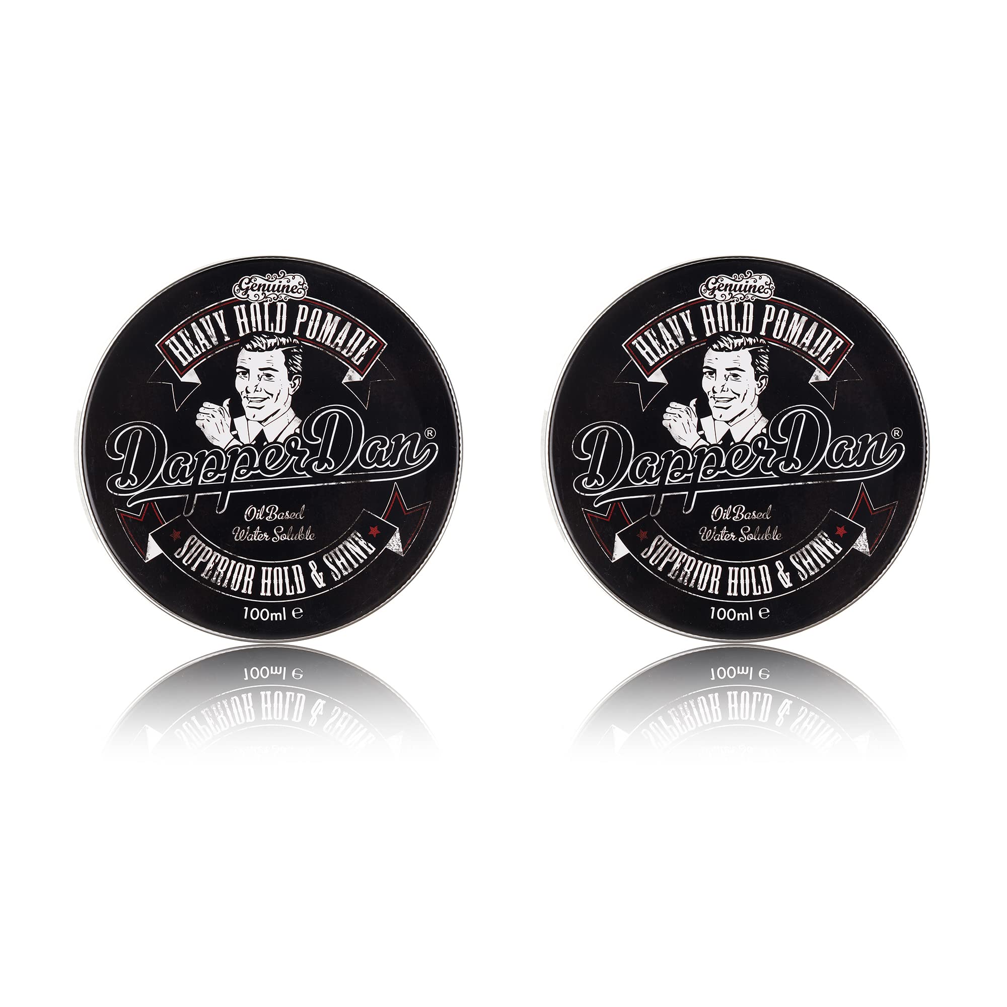 Dapper Dan Heavy Hold Pomade for Men, Strong Hold and High Shine Mens Hair Styling Product, Oil Based, Water Soluble, Liquorice and Vanilla Scent, 2 x 100 ml