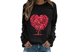 CHUOAND Sweatshirts for Women, Chain Love Print Casual Valentines Day Shirts Women Round Neck Long/Short Sleeve T Shirt
