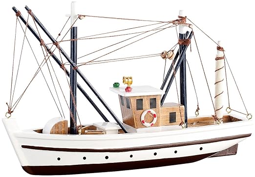 Playtastic Schiffsbausatz: 40-teiliger Schiff-Bausatz Fischkutter aus Holz (Schiffsmodelle)