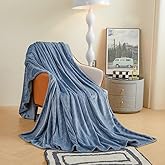 Soft Fleece Throw Blanket 39x59in - Cozy Lightweight Blanket for Bed, Sofa & Travel - Warm Plush Decorative Blue Throw for Home and Livingroom
