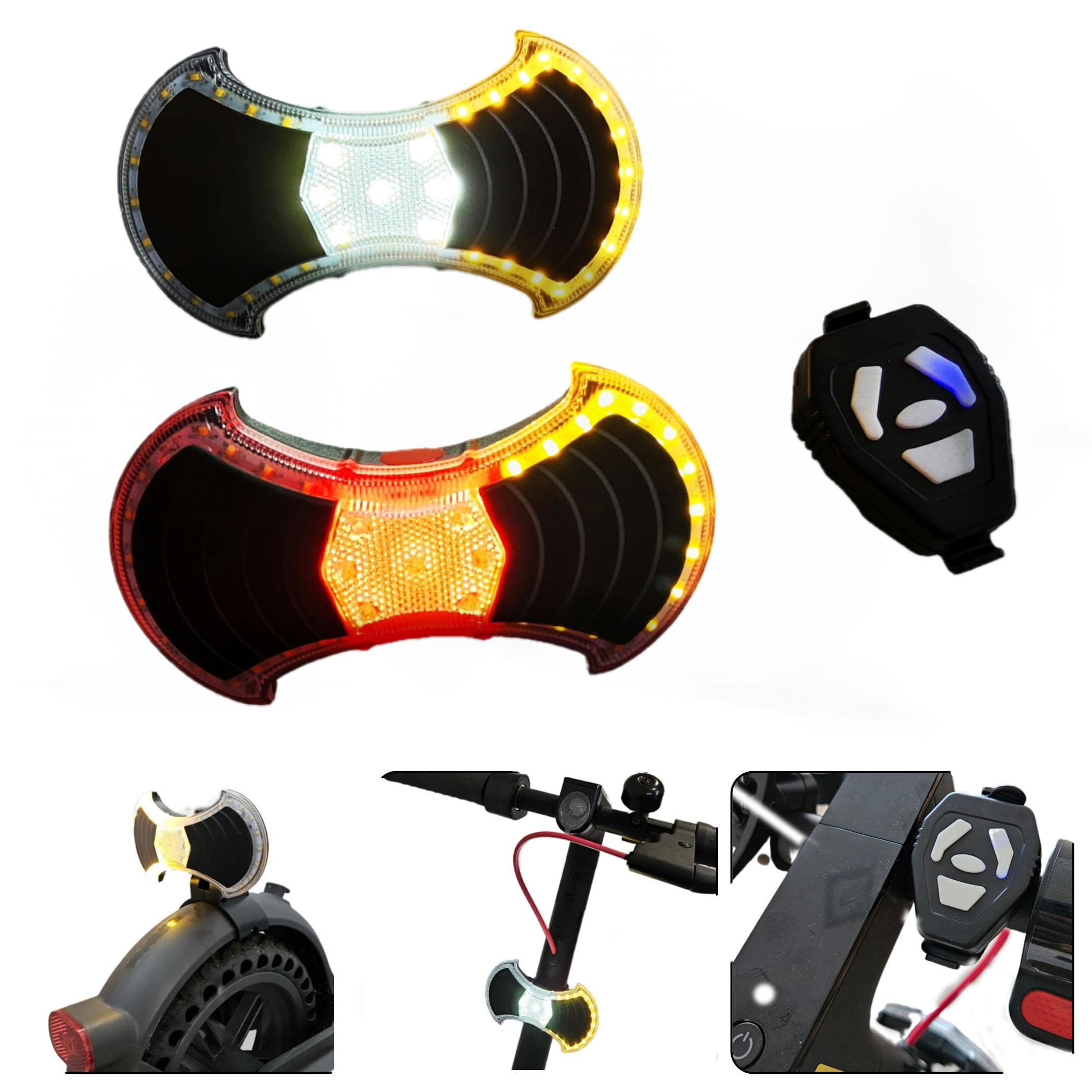OWLZEN Front and Rear Light with Turn Signals for Bike and Scooter - Accessories and Universal Rear Mount for Scooter Included, Wireless Remote Control, USB Rechargeable LED Light