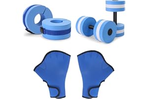 CARPERIPHER Water Aerobics Set for Aquatic Exercise, Pool Fitness Equipment Foam Water Dumbbell Set, New Upgrade Aquatic Dumbbells and Foam Swim Aquatic Cuffs, Water Workout Fitness Tool