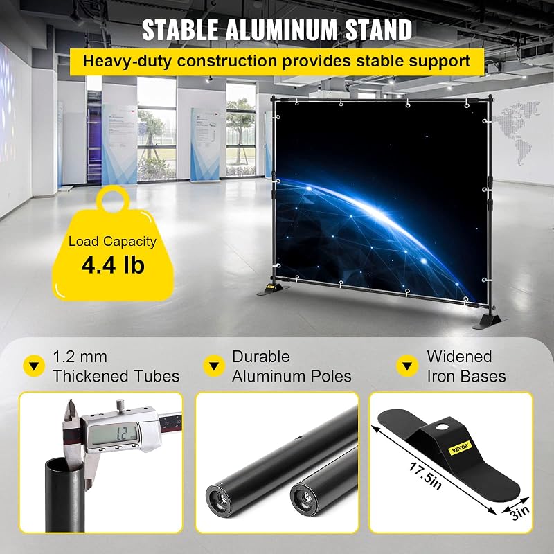 Soporte para Panel de Fondo Publicitario 2.4 m x 2.4 m, Achura 35 "- 96", Soporte Banner Altura Ajustable 40 "- 96", para Feria Comercial Ligero Telescópico Ajustable Expositor — foto 3 de 8