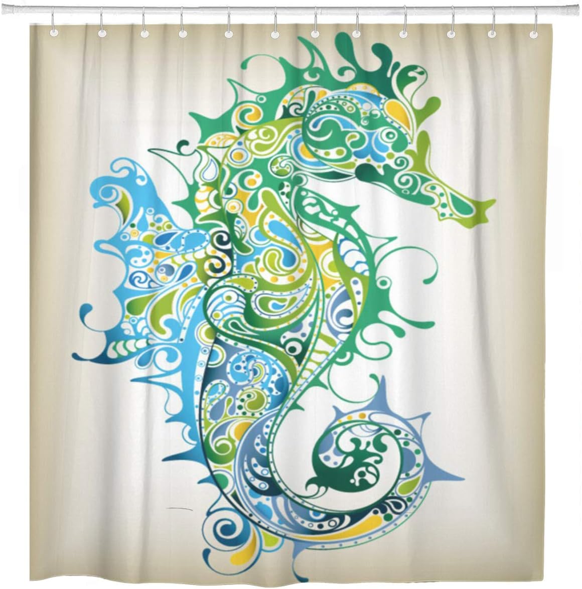 Amazon Com Artsocket Shower Curtain Animal Abstract Seahorse Life Marine Curl Scroll Sea Horse Home Bathroom Decor Polyester Fabric Waterproof 60 X 72 Inches Set With Hooks Home Kitchen