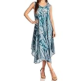 Sakkas Laeila Tie Dye Washed Long Sleeveless Tank Top Caftan Dress/Cover Up