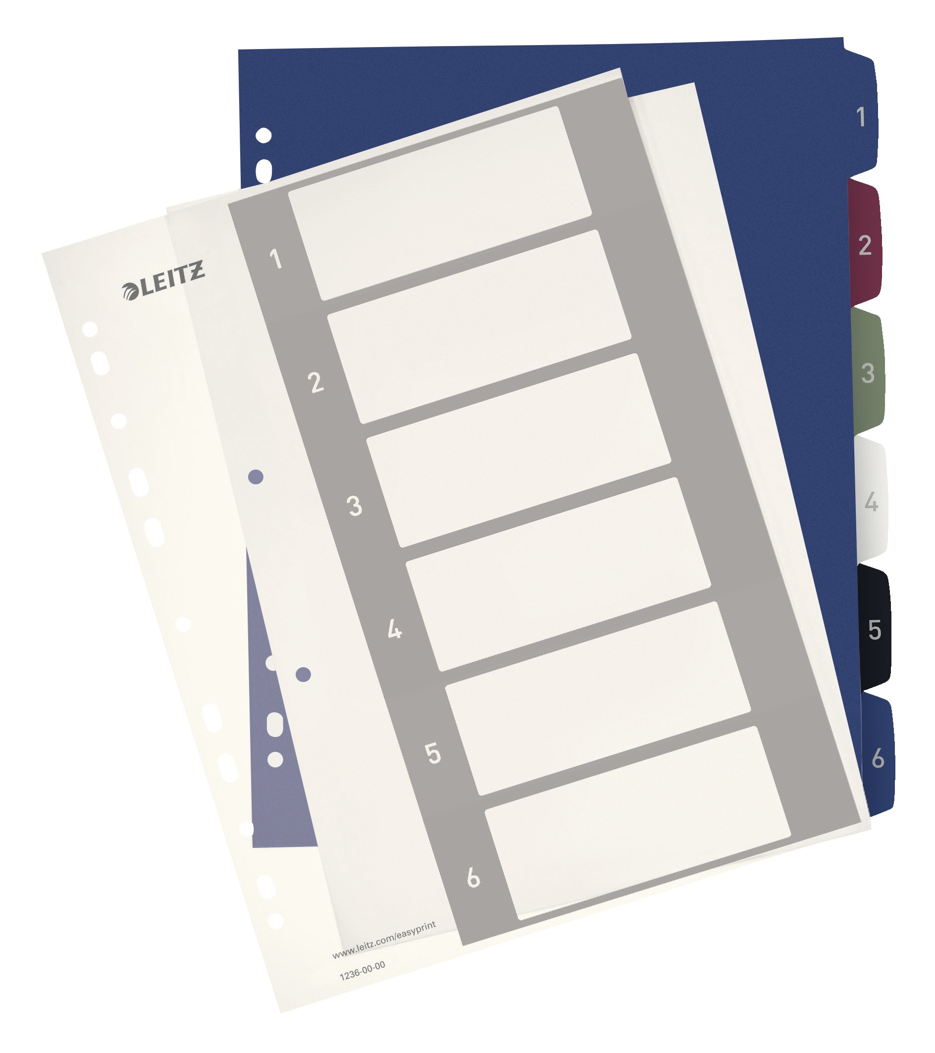 Leitz 1-6 Index, A4, PC Printable, Heavy Duty Plastic, Extra Wide, 12360000