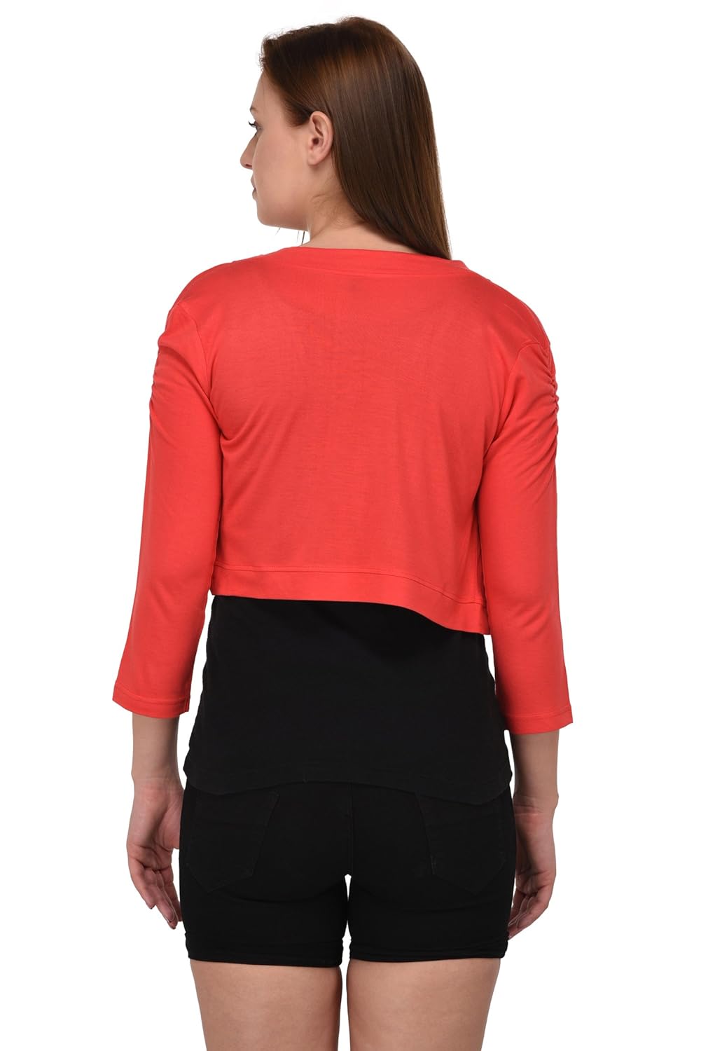 espresso women's 3/4th sleeve stylish shrug open cardigan