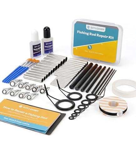 Fishing Rod Repair Kit Complete with Tips, Easy and Fast Approach to Repair Broken Fishing Pole with Epoxy Shine, Rods