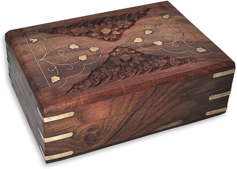 Handmade Wood Jewelry Boxes Brass Inlay Work Amazon.co.uk Home & Kitchen
