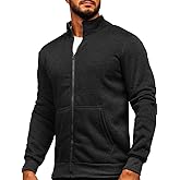 Shanfetl Men's Full Zip Up Active Track Jacket Zipper Mock Neck Sweatshirts Casual Long Sleeve Top with Pocket
