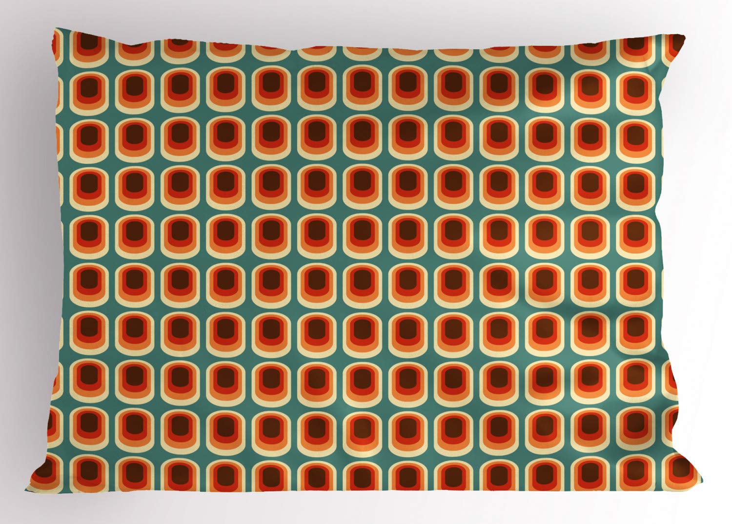 ABAKUHAUS Retro Pillow Sham, Vintage Fashion Ethno, Decorative Standard Queen Size Printed Pillowcase, 30" X 20", Multicolor