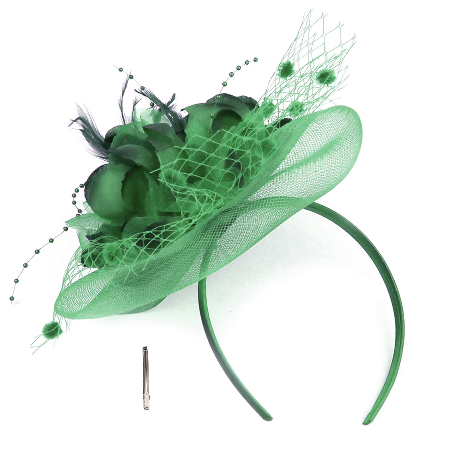 Women Fascinator Hat Feather Flower Pillbox Fascinators with Hair Clip Hair Loop Hairpin Bridal Wedding Headwear Hair Accessories for Evening Dance Church Party Race Hats Ascot Hats