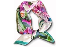 PoeticEHome 100% Mulberry Silk Neck Scarf 21"x21" Small Square Scarfs for Women Gift Packed