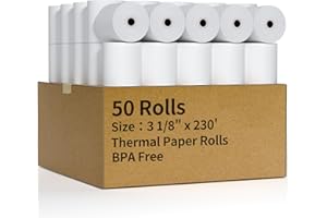 MULTILABEL (50 Rolls) 3 1/8" x 230' Thermal Receipt Paper Rolls, BPA Free, Cash Register POS Thermal Paper, Credit Card Rolls Thermal 3 1/8 in x 230 ft.