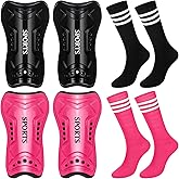 Chuarry 2 Set Soccer Shin Guards for Girls with Socks Toddler Shin Pads Football Kids Sport Protection Lightweight Gear Leg Protection for 3-15 Girls Boys Children Teens