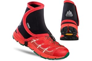 Azarxis Low Trail Gaiters Shoe Covers Wrapid Gators for Men & Women & Youth Running Hiking Climbing (Red & Black, S/M)