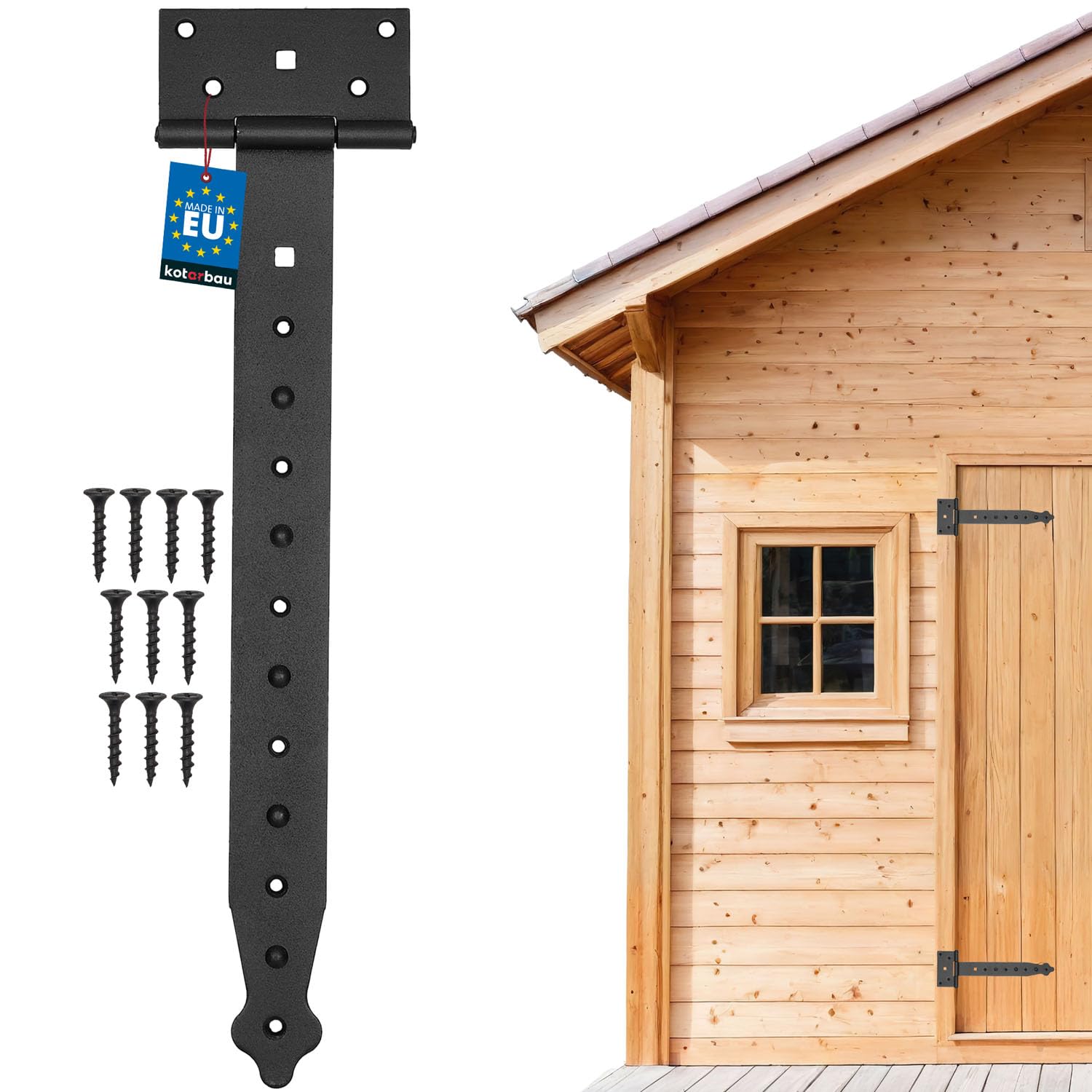 KOTARBAU® Cross Hinge Black 350 mm Shutter Hinge Black Band Door Hinge Outdoor Gate Hinges Gate Hinges Gate Hinge Construction Fittings Garden Gate Hinge Powder Coated Door Hinge